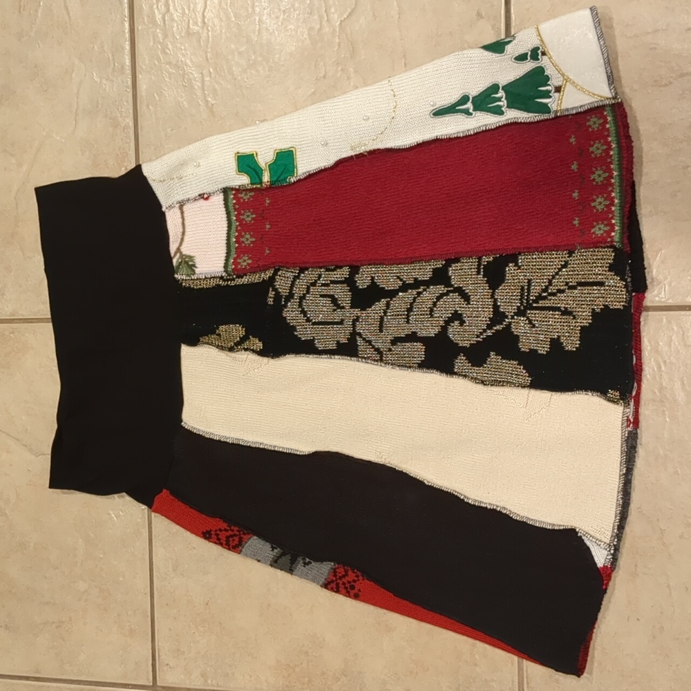 Green 3 Vintage Fabric Knit Panel Skirt Size Medium